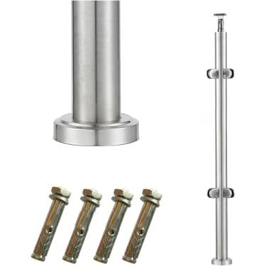 Imagem de LGEOELIAS Poste de grade de vidro fino, coluna de corrimão de escada com parafusos de expansão, coluna de grade de tubo de 3,8 cm de diâmetro, grampos de vidro com juntas, postes balaústres seguros e