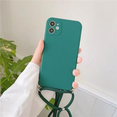 Imagem de Capa de silicone com cordão e alça para colar transversal para OnePlus 10 9 9R 9RT 8 7 7T Pro Nord CE 2 5G, preta e verde, para OnePlus 8 Pro