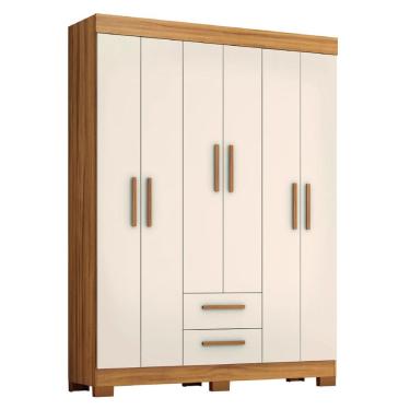 Imagem de Guarda Roupas Casal 6 Portas 2 Gavetas Libano Madeirado / Off White Notável