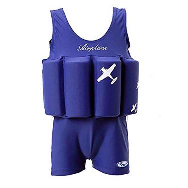 Imagem de Lemandii Maiô infantil de uma peça, colete de natação com flutuação destacável, perfeito para crianças ou bebês aprender a nadar (azul, M)