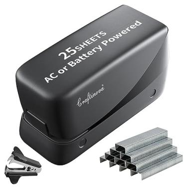 Imagem de Craftinova Grampeador elétrico, grampeador automático de 25 folhas, inclui 2000 grampos e 1 removedor de grampo, grampeador sem atolamento, grampeador profissional e para escritório doméstico, bateria