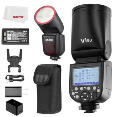 Imagem de Godox V1-S V1S Flash, 76Ws 2.4G TTL Cabeça Redonda Flash Speedlight para Sony, Tempo de Reciclagem de 1,5 segundo, 1/8000 HSS, 480 Energia Total, Bateria Lithimu intercambiável de 3000 mAh