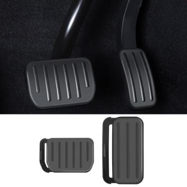 Imagem de Para Tesla Model 3 2021-2024 (inclui novo modelo 3 Highland 2024) Modelo Y 2020-2024 Extensores de pedal de descanso de pé de freio acelerador antiderrapante (novo modelo 3 Highland 2024 preto)