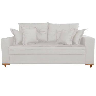 Imagem de Sofá Vicam 05 em Veludo com Almofadas Soltas 3 Lugares 200cm Vicam Cor Marfim