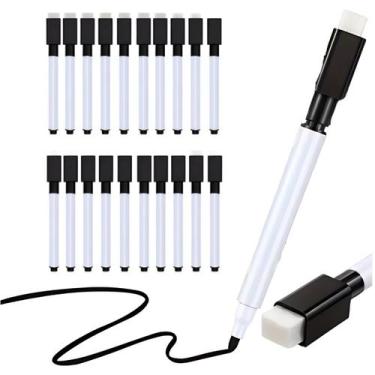 Imagem de Kit 20 Marcadores Preto com Apagador e Imã Quadro Branco - Sky