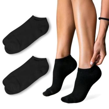 Imagem de Kit 2 Meia Soquete Feminina Cano Curto Branca e Preta Rupee, Preto, 34