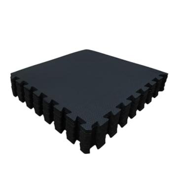 Imagem de Kit com 20 Tatames Tapetes EVA Com Borda 50cm X 50cm X 1cm Preto