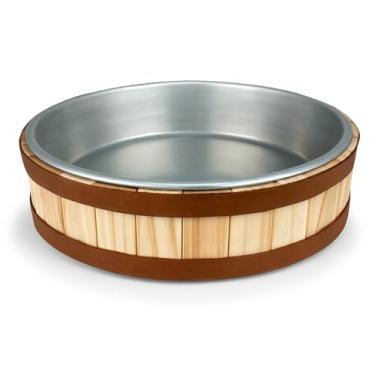 Imagem de Tina Escalda Pés Bacia Para Pedicure Com Suporte Em Madeira Clara Interior Em Alumínio Design Rústico(Clara)