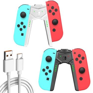 Imagem de Haotianchi The Joy-Con Charge Controller is compatible with Nintendo Switch and OLED models, 6.6ft USB-C Cable and can be used to play while charging, with an indicator light (black and White)