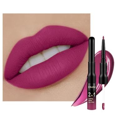 Imagem de evpct 1 conjunto de delineador labial fosco rosa e líquido para manchas de batom para mulheres, rosa vermelho ameixa longa duração à prova de manchas labiales matte mate larga duracion listip 24 horas