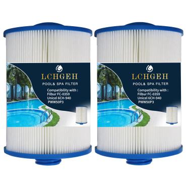 Imagem de Filtro de spa PWW50P3, substituição para Unicel 6CH-940 Filbur FC-0359,25252,03FIL1400,1 rosca grossa SAE 1/5.1 cm, filtro de banheira de hidromassagem SAE pacote com 2