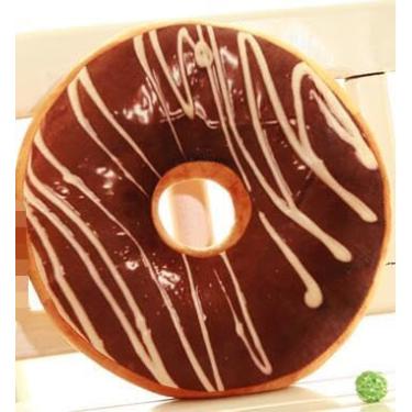 Imagem de Almofada redonda de rosquinha de 40,6 cm, almofada de assento com estampa 3D decorativa macia (enchimento Kreme gelado de chocolate)