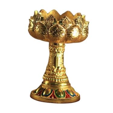 Imagem de Ioensy Suporte para vela Lotus Ghee Suporte para lâmpada Budista Tealight Manteiga para lâmpada Tibetano para casa Sala de estar Decoração de mesa, Pés Altos