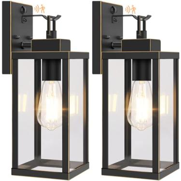 Imagem de BesLowe Luminárias De Parede Externas Com Sensor Movimento 14" Upgrade, Arandelas Luz Para Varanda Do Anoitecer Ao Amanhecer, 3 Modos Iluminação E Ganchos, Bronze Áreas Da Casa, Pacote 2