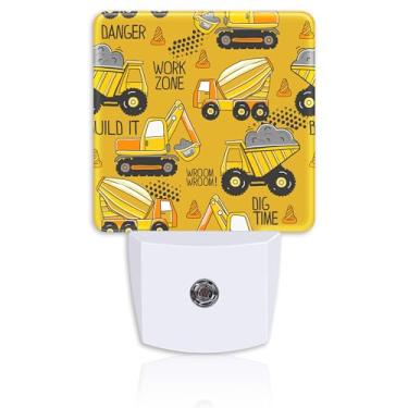 Imagem de Neidius Luz Noturna De Caminhão Amarelo Com Desenho Animado, Plug-In Para Trator, Escavadeira, Betoneira, Sensor Automático Anoitecer Ao Amanhecer, Lâmpada Led Eficiência Energética Decoração Ambien