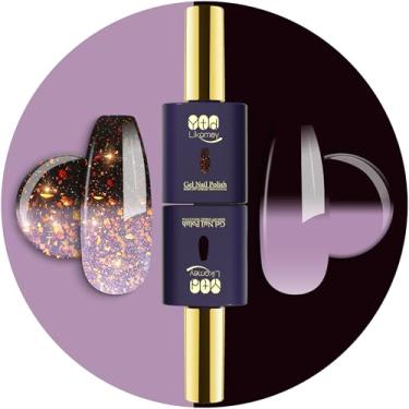 Imagem de YTD Likomey Conjunto De Esmaltes Em Gel Likomey, 15 Ml, Kit Unhas Com Glitter Puro E Brocado Que Muda Cor, Roxo Acinzentado Para Preto, Verniz Uv Translúcido Manicure Salão, 2 Peças 0,5 Oz, Wb2-05