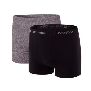 Imagem de Kit 2 Cueca Boxer Anatomica Microfibra Sem Costura - Trifil, P, PretoM