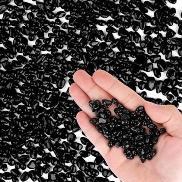 Imagem de Meschett Pedras de vidro coloridas, cascalho de tanque de peixes de 500 g, cascalho de aquário arco-íris irregular pequeno para decorações de aquário e tanque de tartaruga, cristais de contas de vidro