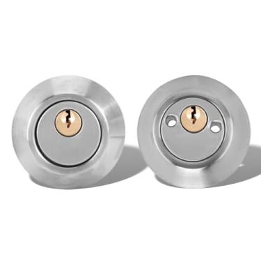 Imagem de Fechadura de cilindro duplo, fechadura com chave em ambos os lados com cilindro bidirecional ajustável para maior segurança da porta da frente (aço inoxidável)
