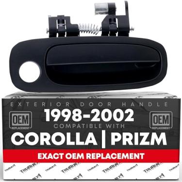 Imagem de Maçaneta T1A externa direita do lado do passageiro da frente com substituição de fechadura 1998-2002 Corolla Geo ou Chevy Prizm, textura preta, T1A-69210-02030