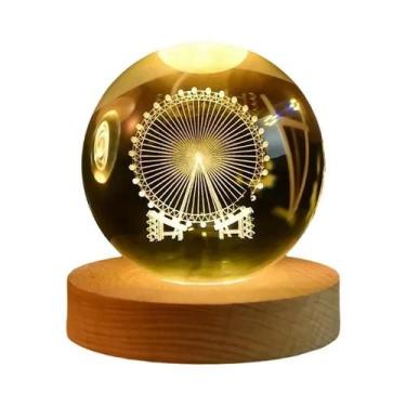 Imagem de Luz Noturna LED 3D Lua Bola De Cristal USB Luminária De Mesa Para Quar