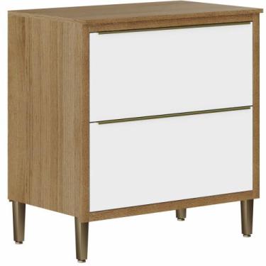 Imagem de Balcão Duplo Aramóveis Paola com 02 portas carvalho Branco - Aramoveis