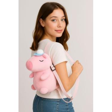 Imagem de Mochila De Pelúcia Capivara Menina Infantil Rosa - Dudystore