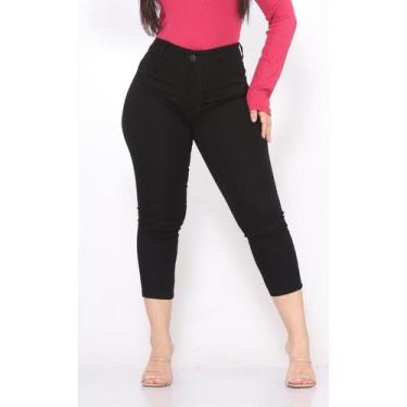 Imagem de Calça Capri Curta Chumbo/Cinza/Marmorizada Feminina Jeans com Lycra El