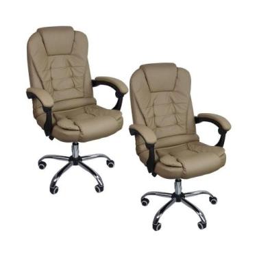 Imagem de Kit 2 Cadeiras De Escritório Presidente Reclinável Bege - Oficial Webs