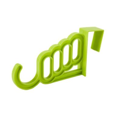 Imagem de Acessórios para casa cabide dobrável para roupas, varal de secagem de roupas com 5 furos, adequado para porta de banheiro, suporte de plástico para armazenamento, verde, 01