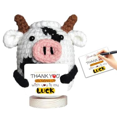 Imagem de Rafaelle Thank You Appreciation Gifts for Friends - Emotional Gifts for Women Men Coworker Teacher Family Boss Mentor Support Inspirational Cute Handmade Crochet Small Cows Custom Present (Cows-2)