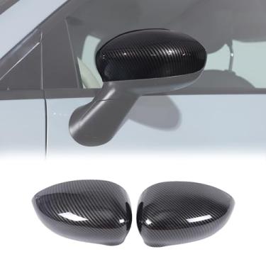 Imagem de Tumukiw 2 peças de guarnições de capa de espelho retrovisor de carro compatíveis com Fiat 500 2016-2024 capa protetora de espelho retrovisor lateral do carro acessórios externos (fibra de carbono)