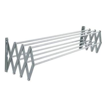 Imagem de Varal P/Roupas Sanfonado De Parede 100% Alumínio Retrátil Grande 100cm 120cm Super Resistente (80cm)