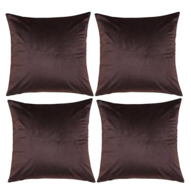 Imagem de Almofadas Coloridas 45x45cm em Suede com Enchimento (4, Marrom, Quadrado)