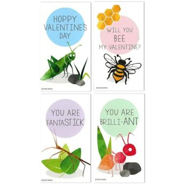 Imagem de Nerdy Words Mini inseto, abelha, formiga, gafanhoto, pau, dia dos namorados (cartões tamanho carteira com envelopes pequenos) para o dia dos namorados (conjunto de 32)