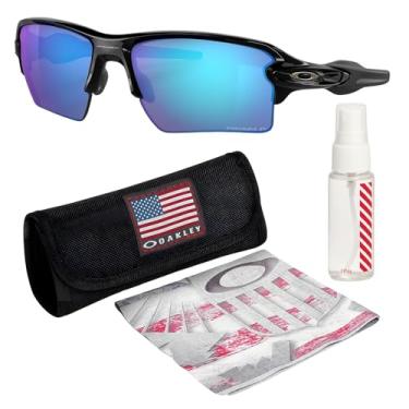 Imagem de OAKLEY OO9188 FLAK 2.0 XL Armação preta polida – Lente Polarizada PRIZM SAPPHR IRID, óculos de sol polarizados retangulares com kit oficial de óculos, Preto polido polarizado (59 mm), 59 mm