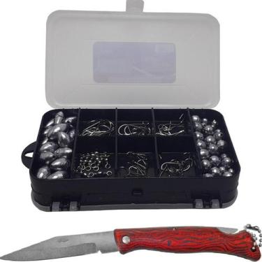 Imagem de Kit Pesca Esportiva Estojo Girador Anzol e Canivete Fishing Sports - S