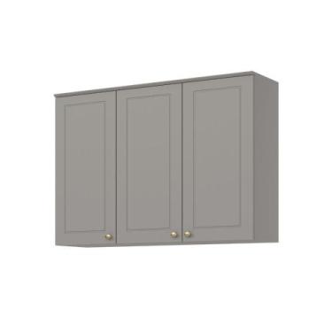 Imagem de Armário Aéreo 120cm 3 Portas Emily Henn, Cinza
