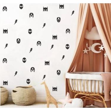 Imagem de adesivo de parede vingadores miniaturas máscaras heróis - Adesivos Kig