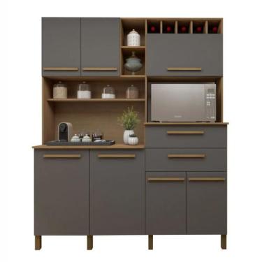 Imagem de Armário 7 Portas 2 Gavetas Monte Rey - Cinamomo/Grafite - ValdeMóveis