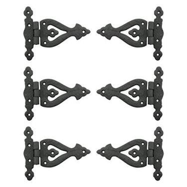 Imagem de Dobradiça de porta de ferro forjado preto de 12,7 cm com acabamento RSF Dobradiças de porta de celeiro, pacote com 6