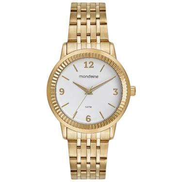 Imagem de Mondaine Relógio Feminino Dourado Catraca Serrilhada Mostrador Branco