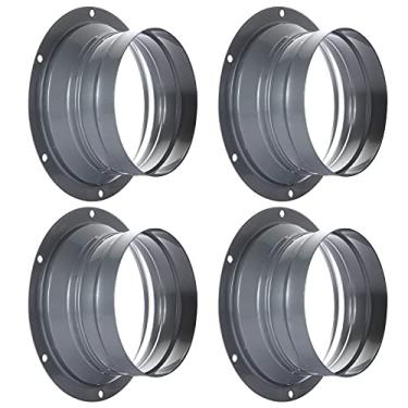 Imagem de 4 PCS 4 Inch Duct Connector Flange Inlet Fitting Metal Straight Pipe Flange Ventilation Pipe Connector for Heating Cooling Ventilation HVAC System（Silvery Gray）