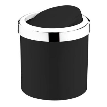 Imagem de Lixeira c/tampa basculante 5 litros preto/cromado - Future | Com sistema que esconde o saco de lixo