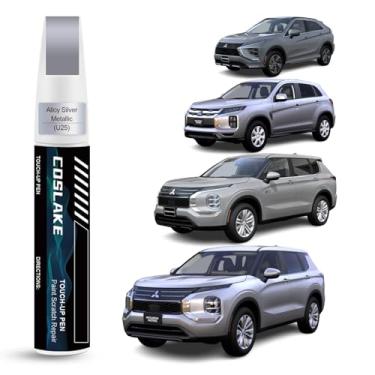 Imagem de COSLAKE Tinta de retoque de carro (liga de prata metálica (U25)) para Mitsubishi, kit de reparo de arranhões de pintura de carro, solução rápida e fácil de reparar, caneta removedor de arranhões 2 em