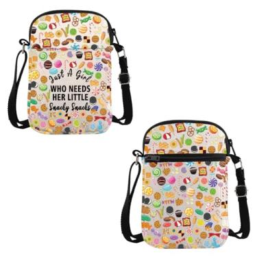 Imagem de VAMSII Snacks Lover Gift Who Needs Her Little Snacky Snacks Bolsa tiracolo Lanche Queen Viagem Foodie Lover Gift, Little Snacky Snacks C