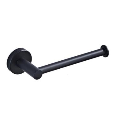 Imagem de Conjunto de banheiro de latão preto - barra de toalha com prateleira para secador de cabelo, suporte para papel higiênico, suporte para rolo de papel