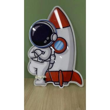 Imagem de Quadro Decorativo Neon Astronauta Para Quarto Infantil 70Cm - Comercia