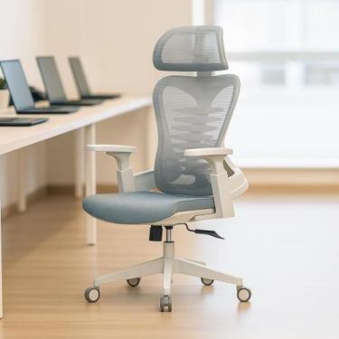 Imagem de Cadeira de Escritório Presidente Ergonômica Suporte Lombar Cabeça Ajus
