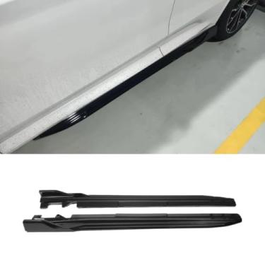 Imagem de Extensão de spoiler labial para saia lateral do carro difusor protetor para X3 X4 G01 G02 2018-2024 avental divisor de saia lateral do carro acessório (preto brilhante)